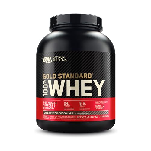 Optimum Nutrition Gold Standard 100% Whey, Proteína en Polvo para Recuperacíon y Desarrollo Muscular con Glutamina Natural y Aminoácidos BCAA, Sabor Double Rich Chocolate, 73 Dosis, 2.26 kg