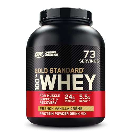 Optimum Nutrition Gold Standard 100% Whey, Proteína en Polvo para Recuperacíon y Desarrollo Muscular con Glutamina Natural y Aminoácidos BCAA, Sabor Crema de Vainilla Francesa, 2.28 kg