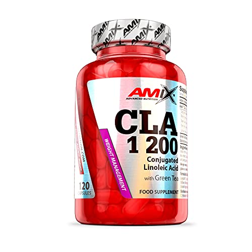 AMIX - Complemento Alimenticio - CLA 1200 - 120 Comprimidos - Sin Estimulantes - Suplemento con Ácido Linoleico y Té Verde - Potente Antioxidante - Quemador de Grasa