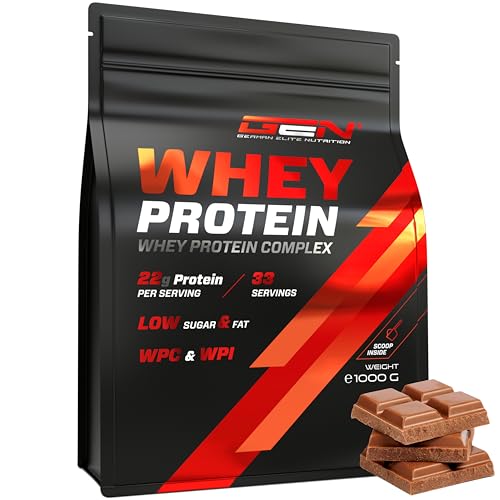 Whey Protein Complex - 1000 g (Chocolate) - Con contenido de aislado - Polvo de proteína soluble instantánea con BCAA y EAA - German Elite Nutrition