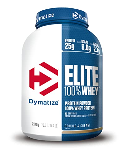 Dymatize Elite 100% Whey Cookies & Cream 2170g - Pulverizador de adecuada Poteína y Baja Azúcar + Proteína de Suero y BCAA