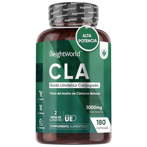 CLA Ácido Linoleico Conjugado 3000mg 180 Cápsulas - Suplemento Dietético Keto de Perlas de Aceite de Cártamo Puro Potente Fuente Natural de Ácidos Grasos Omega 6 Sin Lactosa, Para 2 Meses