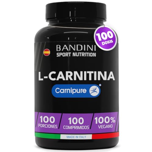 Bandini L-CARNITINA con Premium Carnipure - Aumento de Energía y resistencia – Mejora del rendimiento y la recuperación - 100 Tabletas de 1000mg - Suplemento Deportivo a base de L Carnitina Tartrato