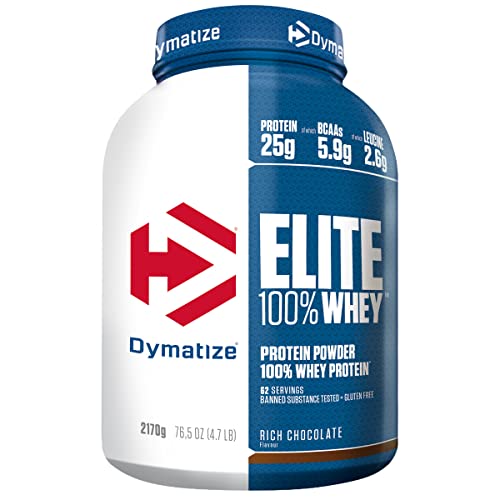 Dymatize Elite 100% Whey Rich Chocolate 2170g - Pulverizador de adecuada Poteína y Baja Azúcar + Proteína de Suero y BCAA