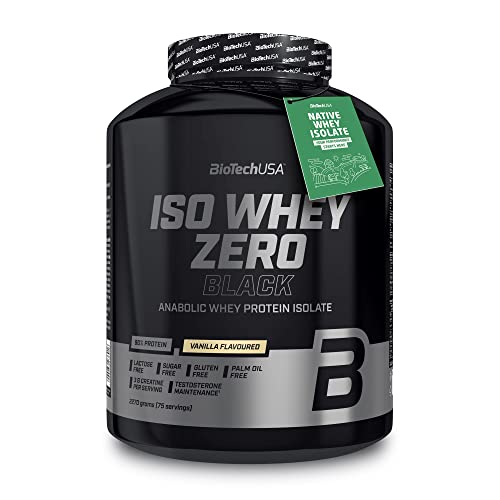 BioTechUSA Iso Whey Zero Black - Proteína Premium con Creatina, Zinc, Vitamina B3 y Aminoácidos | 90% Proteína | Sin Azúcar, Sin Lactosa, Sin Gluten, 2.27 kg, Vainilla