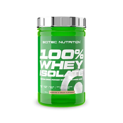 Scitec Nutrition 100% Whey Isolate - Puro Poder Proteico con BCAAs - Glutamina y Arginina - Fórmula sin Azúcar ni Gluten, 700 g, Cookies & Cream