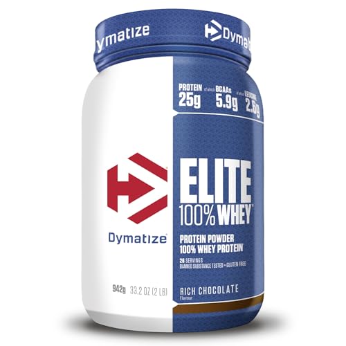 Dymatize Elite 100% Whey Rich Chocolate 932g - Pulverizador de adecuada Poteína y Baja Azúcar + Proteína de Suero y BCAA