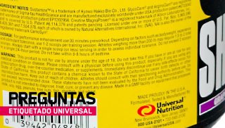 Proposición 65 en el etiquetado de los productos de Universal Nutrition